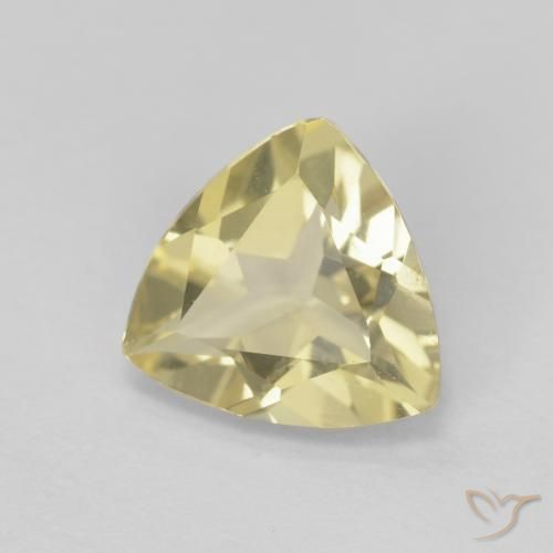 Berillo Giallo verdastro naturale da 1.31 ct, Taglio trillion, VVS-VS
