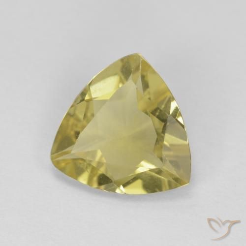 Berillo Giallo medio naturale da 1.25 ct, Taglio trillion, VVS-VS