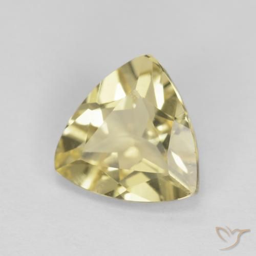 Berillo Medium Light-Yellow naturale da 1.39 ct, Taglio trillion, VVS-VS