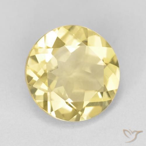 Berillo Giallo Digione molto chiaro naturale da 1.65 ct, Rotondo, VVS