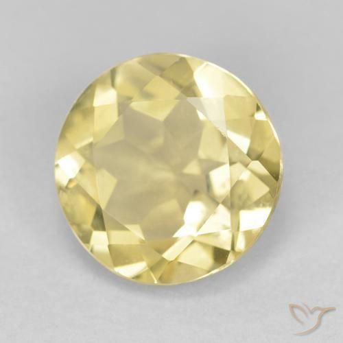 Berillo Giallo Digione molto chiaro naturale da 1.72 ct, Rotondo, VVS