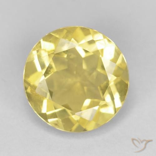 1.69ct Naturale Giallo medio Berillo, Rotondo, VVS