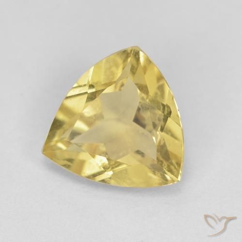 Berillo Giallo caldo naturale da 1.38 ct, Taglio trillion, VVS