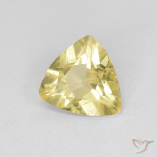 Berillo Medium Light-Yellow naturale da 0.88 ct, Taglio trillion, VVS