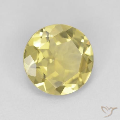 Berillo Giallo terroso naturale da 1.48 ct, Rotondo, VVS