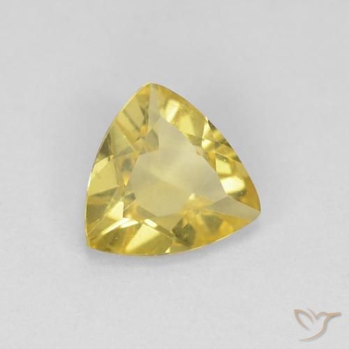 Berillo Giallo medio naturale da 0.87 ct, Taglio trillion, VVS