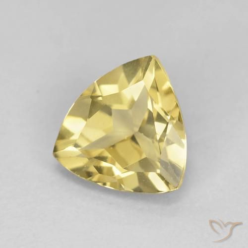 Berillo Giallo dorato chiaro naturale da 1.32 ct, Taglio trillion, VVS