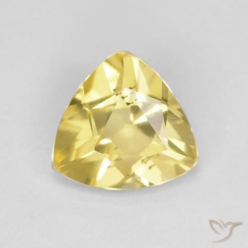 Berillo Giallo chiaro naturale da 0.83 ct, Taglio trillion, VVS-VS