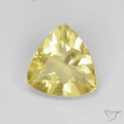 Berillo Giallo chiaro naturale da 1.26 ct, Taglio trillion, VVS-VS
