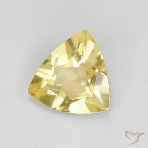 Berillo Giallo morbido naturale da 0.76 ct, Taglio trillion, VVS-VS