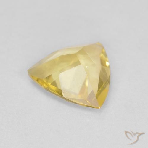 Berillo Giallo morbido naturale da 0.76 ct, Taglio trillion, VVS-VS