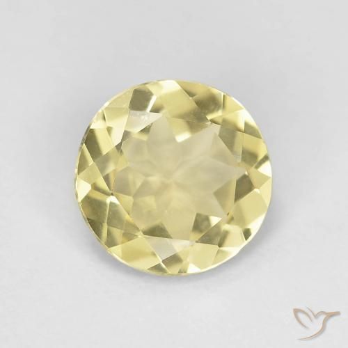 Berillo Giallo Digione molto chiaro naturale da 1.45 ct, Rotondo, VVS