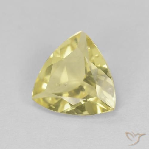 Berillo Giallo caldo naturale da 1.24 ct, Taglio trillion, VVS-VS