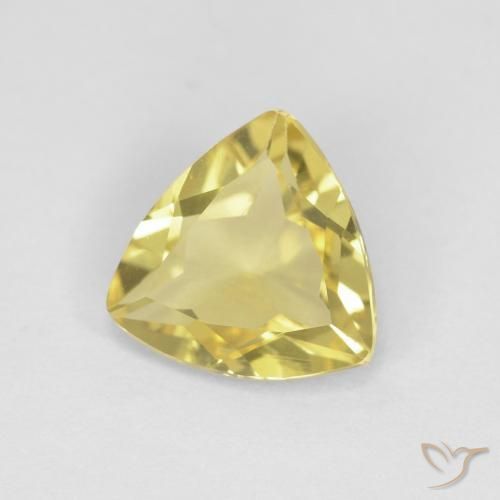 Berillo Giallo Digione molto chiaro naturale da 1.22 ct, Taglio trillion, VVS-VS