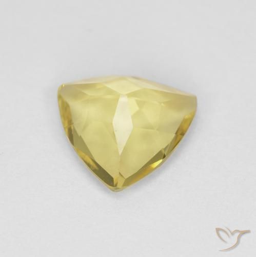Berillo Giallo Digione molto chiaro naturale da 1.22 ct, Taglio trillion, VVS-VS