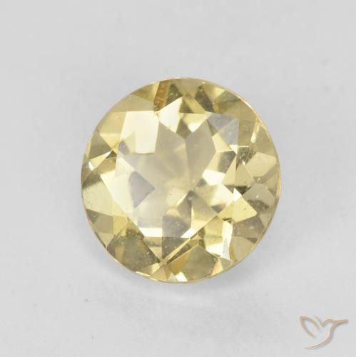 Berillo Giallo Digione molto chiaro naturale da 1.53 ct, Rotondo, VS