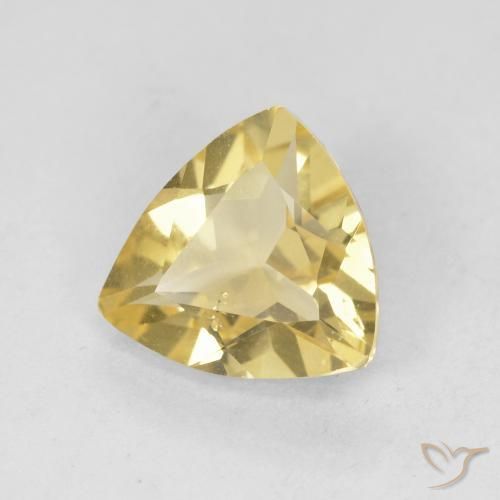 Berillo Giallo chiaro naturale da 1.29 ct, Taglio trillion, VVS-VS