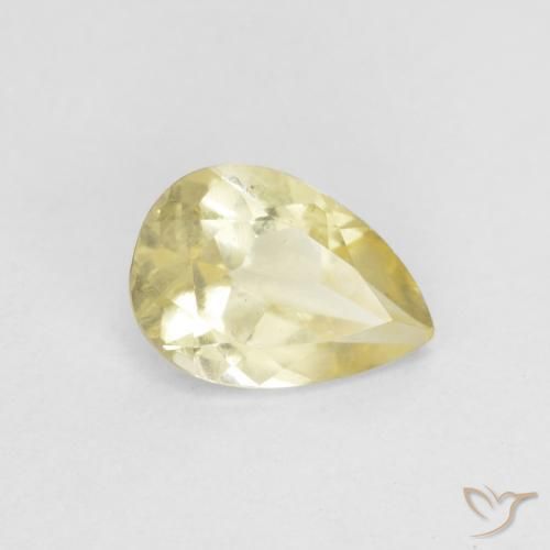 Berillo Giallo terroso chiaro naturale da 0.66 ct, Forma a pera, VVS-VS