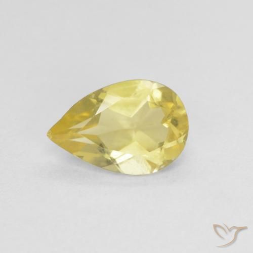 Berillo Giallo terroso chiaro naturale da 0.77 ct, Forma a pera, VVS-VS