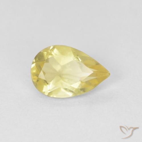 Berillo Giallo terroso chiaro naturale da 0.77 ct, Forma a pera, VVS-VS