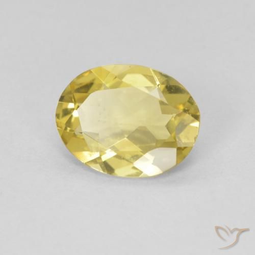 Berillo Giallo dorato chiaro naturale da 1.29 ct, Ovale, VVS-VS