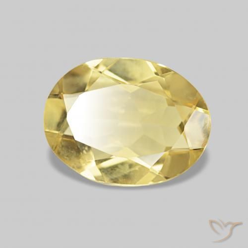Berillo Giallo dorato chiaro naturale da 1.44 ct, Ovale, VVS-VS