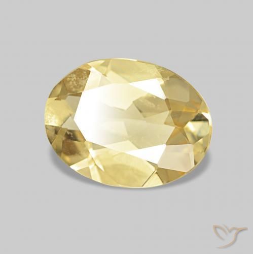 Berillo Giallo chiaro naturale da 1.34 ct, Taglio ovale, VVS-VS