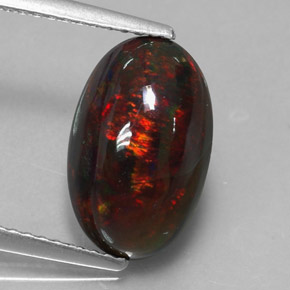 Opale nero naturale multicolore da 2,60 ct, taglio ovale, opaco