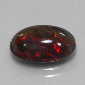 Opale nero naturale multicolore da 2,60 ct, taglio ovale, opaco