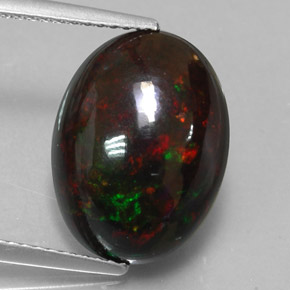Opale nero naturale multicolore da 4,47 ct, taglio ovale, opaco