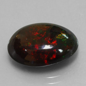 Opale nero naturale multicolore da 4,47 ct, taglio ovale, opaco