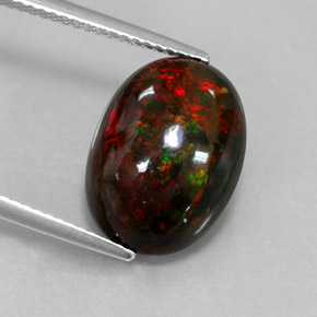 Opale nero naturale multicolore da 4,33 ct, taglio ovale, opaco
