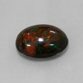 Opale nero naturale multicolore da 4,33 ct, taglio ovale, opaco