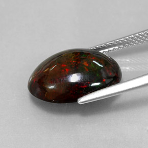 Opale nero naturale multicolore da 4,33 ct, taglio ovale, opaco