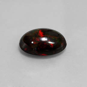 Opale nero naturale multicolore da 5,05 ct, taglio ovale, opaco