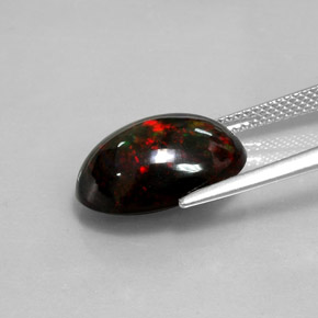 Opale nero naturale multicolore da 5,05 ct, taglio ovale, opaco