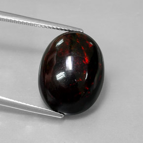 Opale nero naturale multicolore da 8,82 ct, taglio ovale, opaco