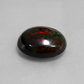 Opale nero naturale multicolore da 8,82 ct, taglio ovale, opaco