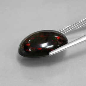 Opale nero naturale multicolore da 8,82 ct, taglio ovale, opaco