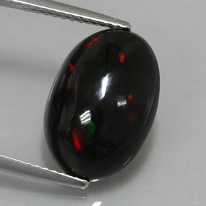 Opale nero naturale multicolore da 4,34 ct, taglio ovale, opaco