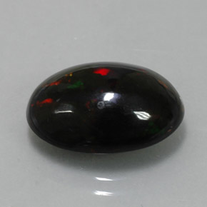 Opale nero naturale multicolore da 4,34 ct, taglio ovale, opaco