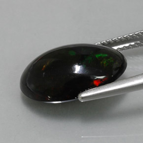 Opale nero naturale multicolore da 4,34 ct, taglio ovale, opaco