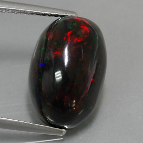Opale nero naturale multicolore da 5,81 ct, taglio ovale, opaco