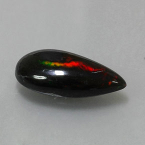 Opale nero naturale multicolore da 2,19 ct, taglio a pera, opaco