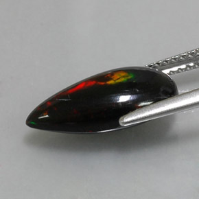 Opale nero naturale multicolore da 2,19 ct, taglio a pera, opaco