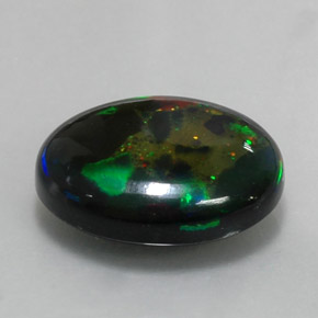 Opale nero naturale multicolore da 6,36 ct, taglio ovale, opaco
