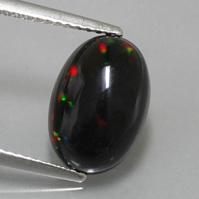 Opale nero naturale multicolore da 2,83 ct, taglio ovale, opaco
