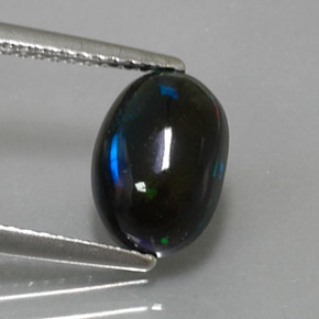 Opale nero naturale multicolore da 1,62 ct, taglio ovale, opaco