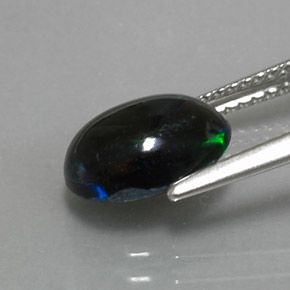 Opale nero naturale multicolore da 1,62 ct, taglio ovale, opaco