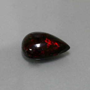 Opale nero naturale multicolore da 2,18 ct, taglio a pera, opaco